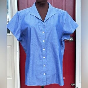NWOT COLDWATER CREEK sXL(18) blue shirt-silky hi thread ct cotton from Malaysia
